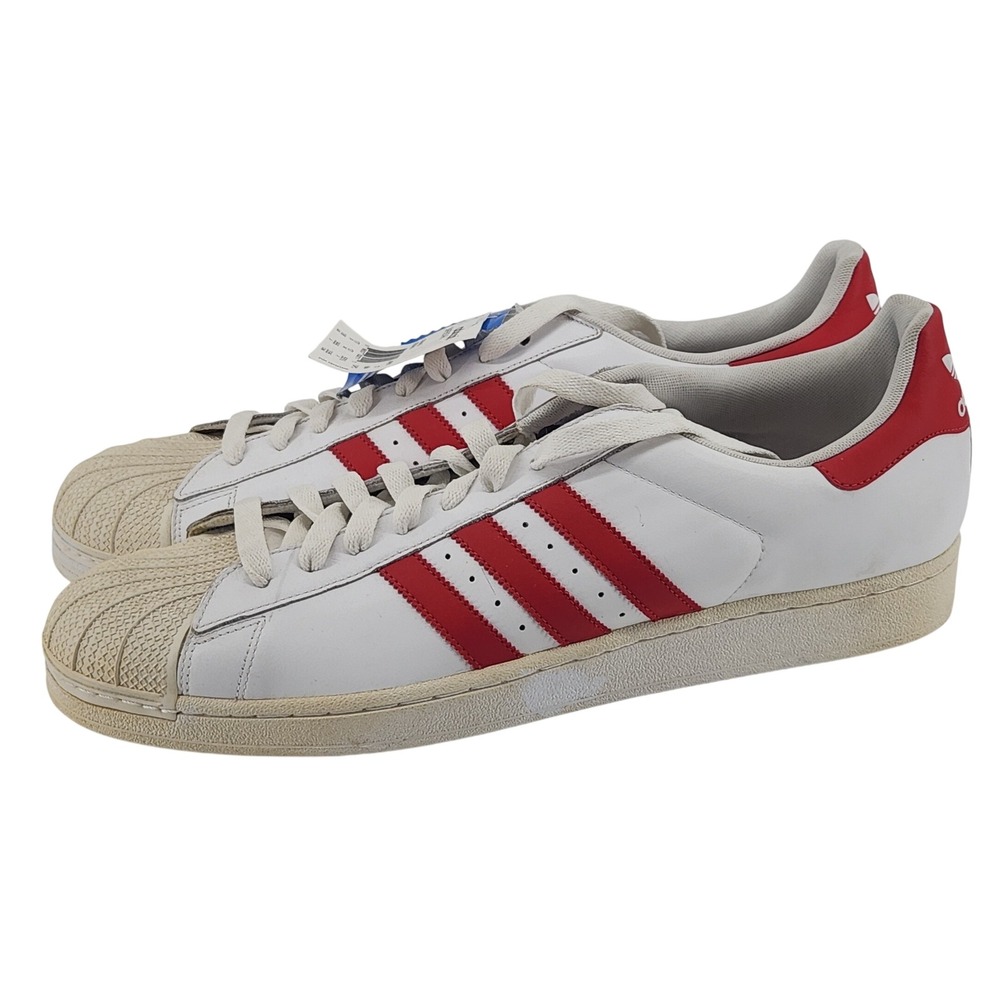 Adidas Superstar II Shoes Mens Size 18 White Red G43681 Originals Shell Toe NOS